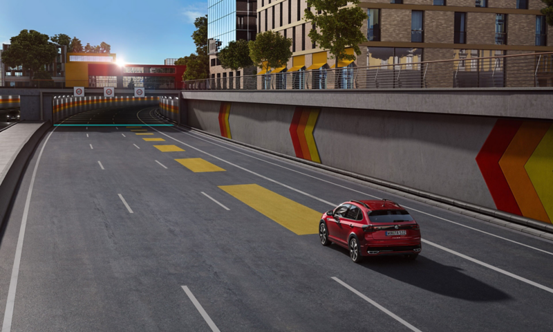 Grafikken viser den adaptive fartpilot ACC i VW Taigo.