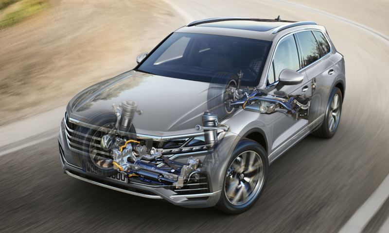 Graphique sur la stabilisation électromécanique active du roulis dans le VW Touareg