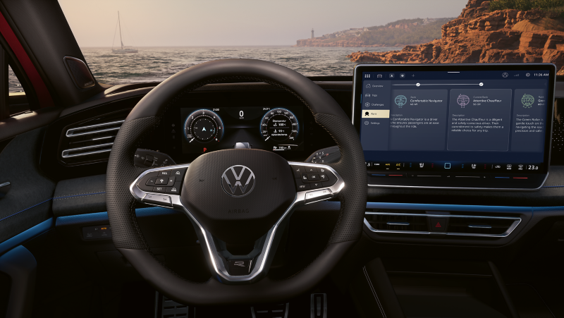 Das Cockpit eines Volkswagen mit aktiver Mein Fahrstil App.