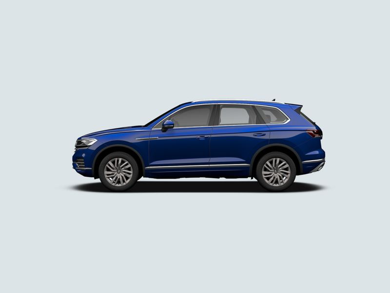 Profile shot of a blue Volkswagen Touareg