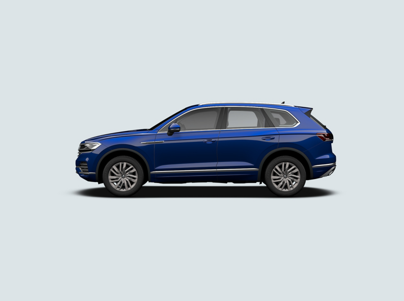 Profile shot of a blue Volkswagen Touareg