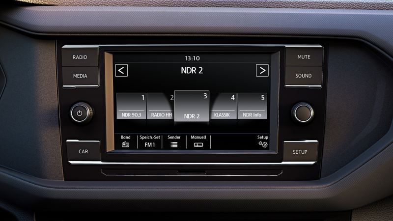Bue détaillé du système composition radio sur un VW T-Cross
