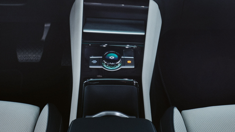 Close-up view of the Tayron's drive experience button