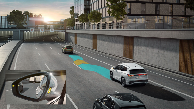 Graphic demonstrating the Tayron's side assist