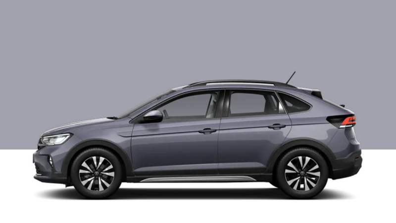 Side view of a VW Taigo on a grey background