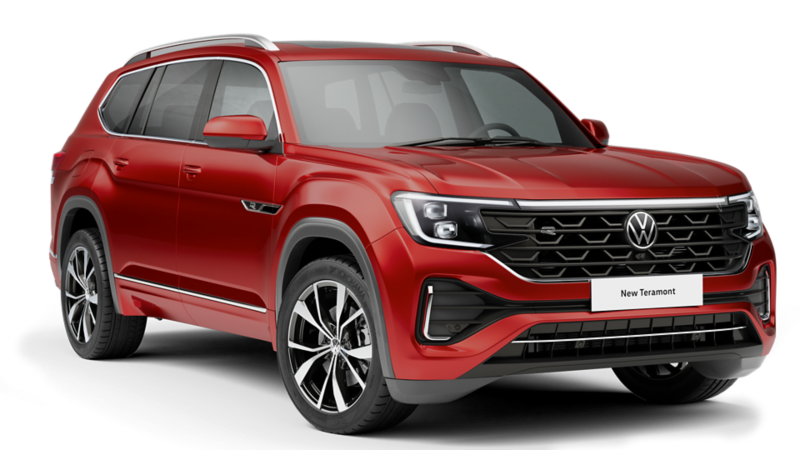 The VW Teramont in blue 3D render three-quarter view