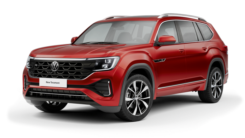 The VW Teramont in blue 3D render three-quarter view