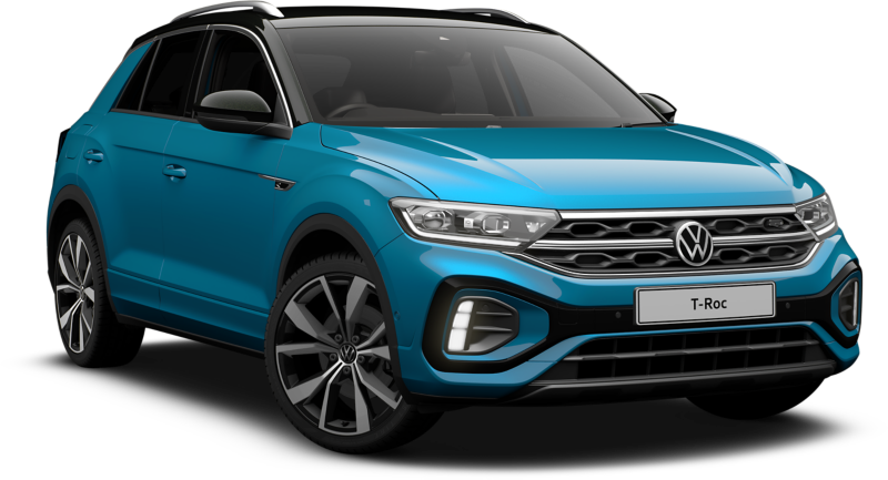 The VW Tiguan in communication colour blue 3D render three-quarter view