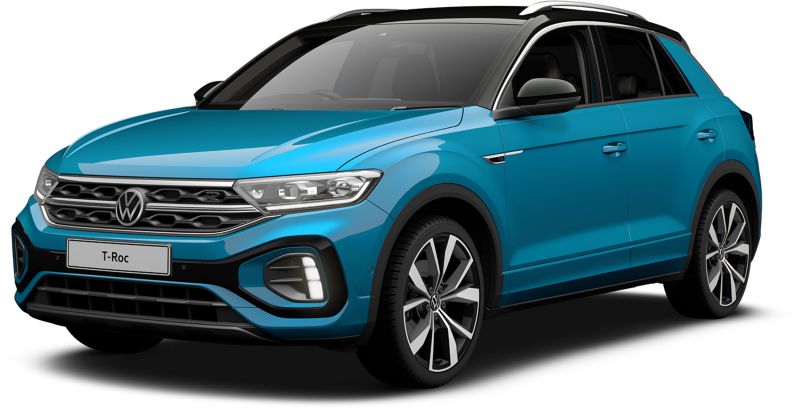 The VW Tiguan in communication colour blue 3D render three-quarter view
