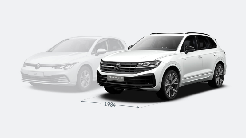 Touareg R and Golf comparison front