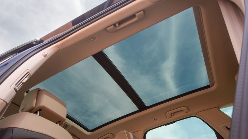 A view of the sunroof from inside the Volkswagen Touareg