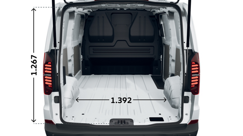 vw transporter varebil kort akselavstand sett innenfra