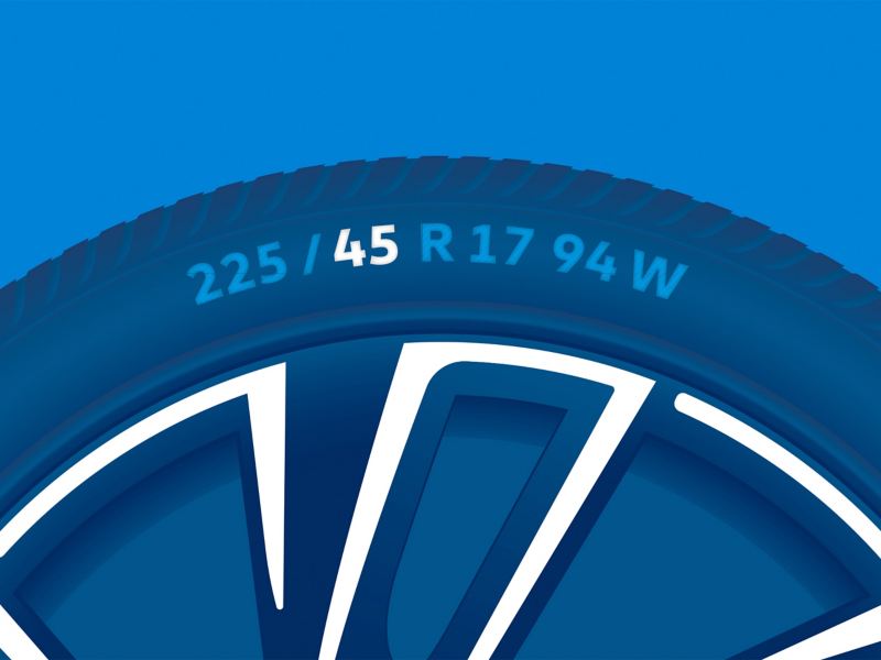 Illustration of the tyre labelling: height-width ratio
