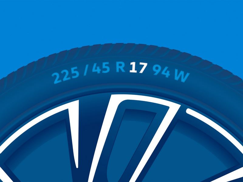 Illustration of the tyre labelling: rim diameter in inches