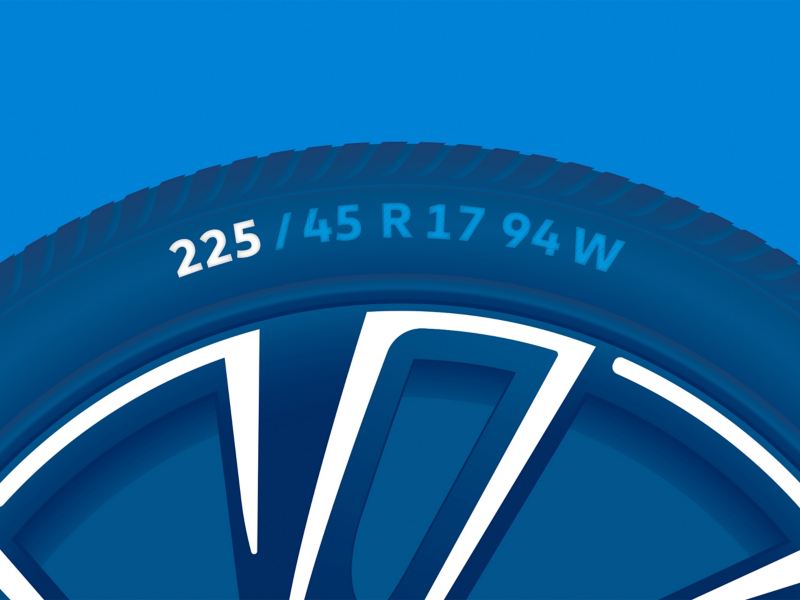 Illustration of the tyre labelling: tyre width in millimetres