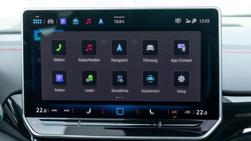 Display des ID.4 mit allen Apps