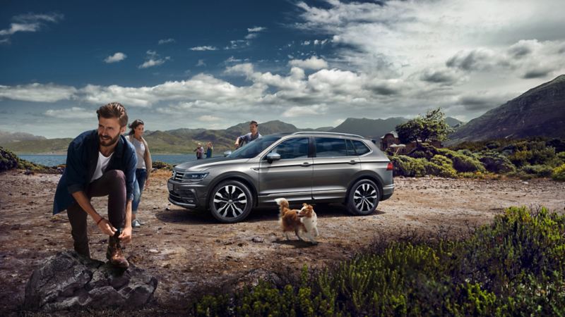 Family on holidays with a VW Tiguan Allspace