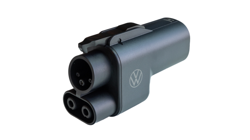 Volkswagen NACS DC fast-charging adapter for ID.4 and ID. Buzz.