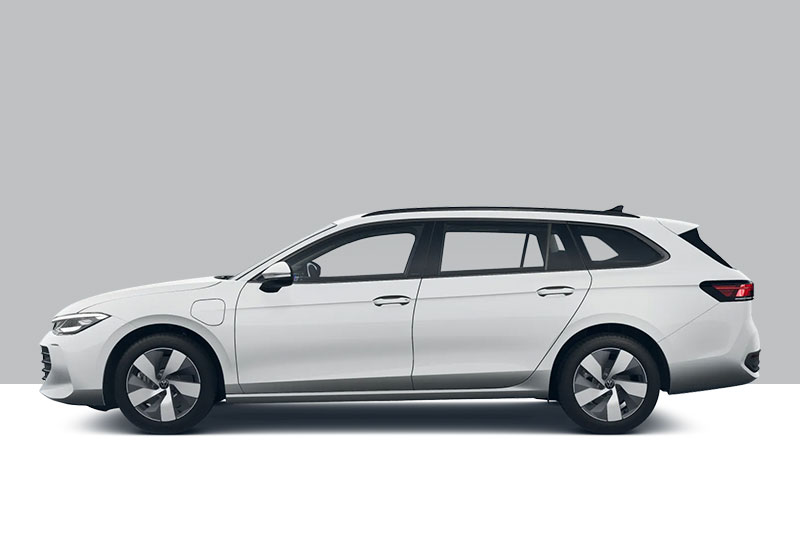 Vista laterale Volkswagen Nuova Passat eHybrid.