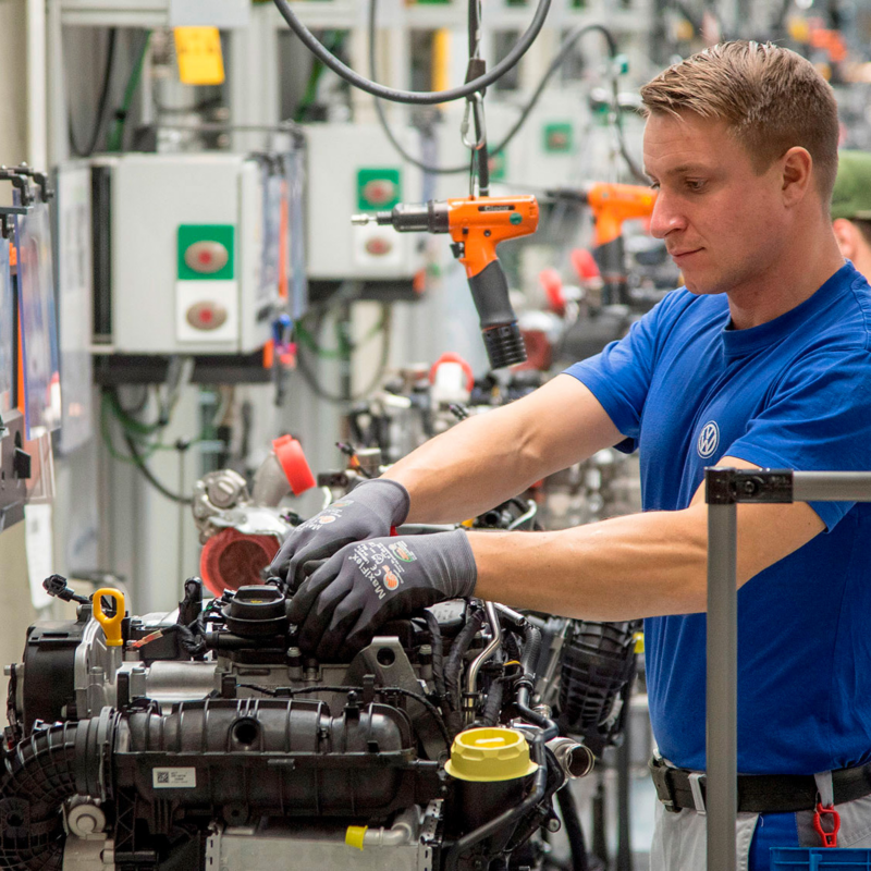 An employee in engine manufacturing