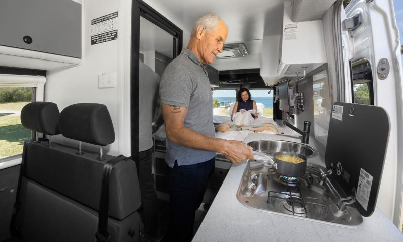 VW Kampervan interior kitchen