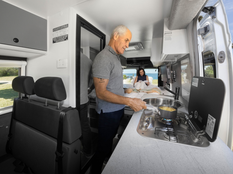 VW Kampervan interior kitchen