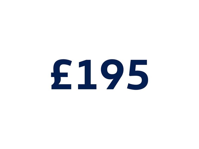 graphic of price that reads £195