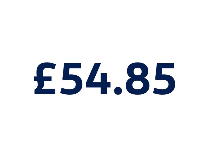 graphic of price that reads £54.85