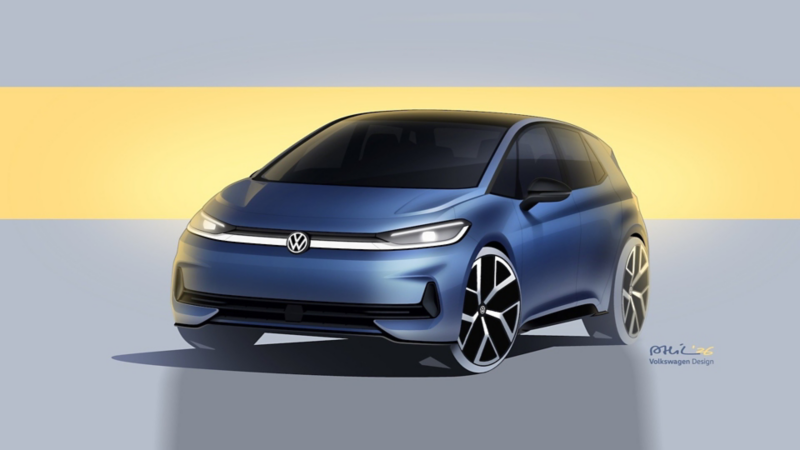 Seitliche Frontansicht der Designstudie des VW ID.3 Neo.