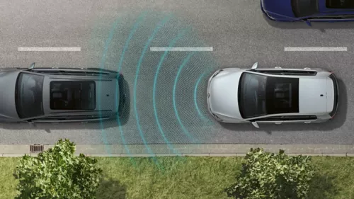 Radar guided cruide control (ACC) illustration