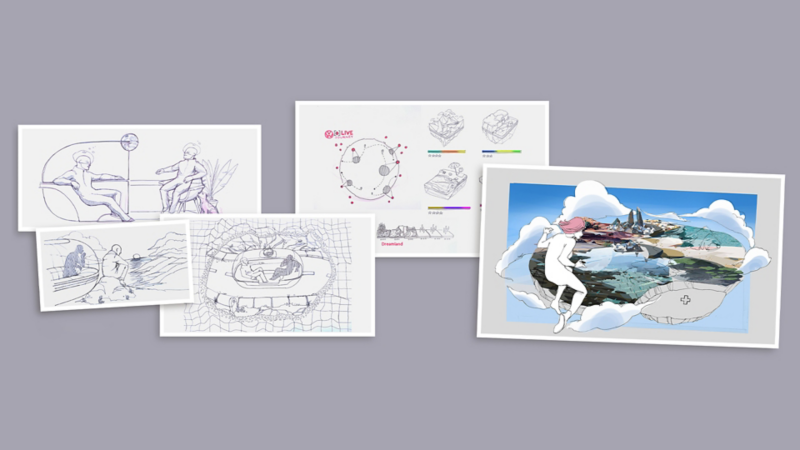 Collage with designs for the representation of Volkswagen in the Metaverse