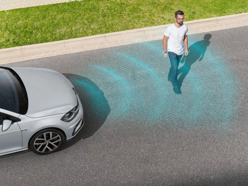 Front assist monitors on a VW