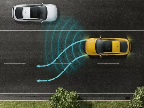 Lane changing assist on a VW
