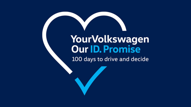 The ID. Promise logo on a blue background