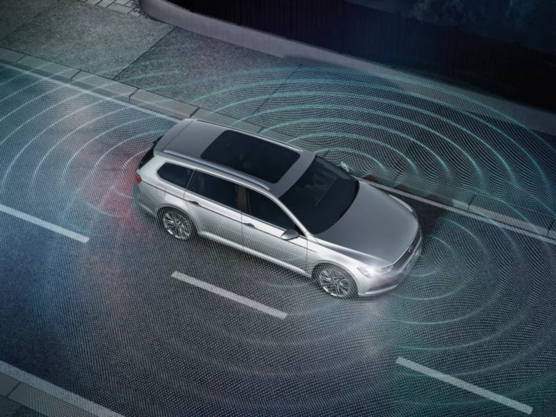 Illustration of the sensors around a VW estate