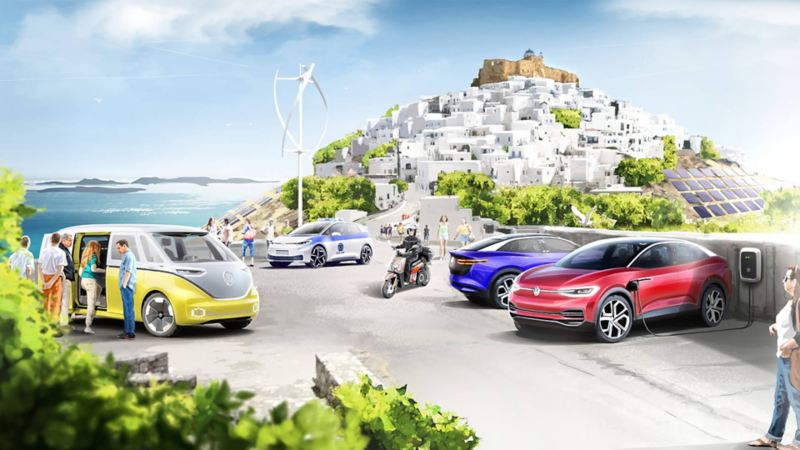 VW ηλεκτρικά οχήματα στο νησί της Αστυπάλαιας για το project "Έξυπνο και Αειφόρο νησί"