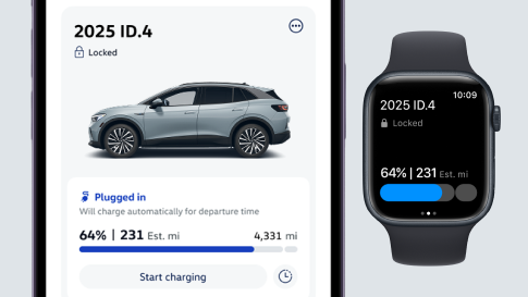El estado de carga del VW ID.4 se muestra en el móvil y en el reloj.