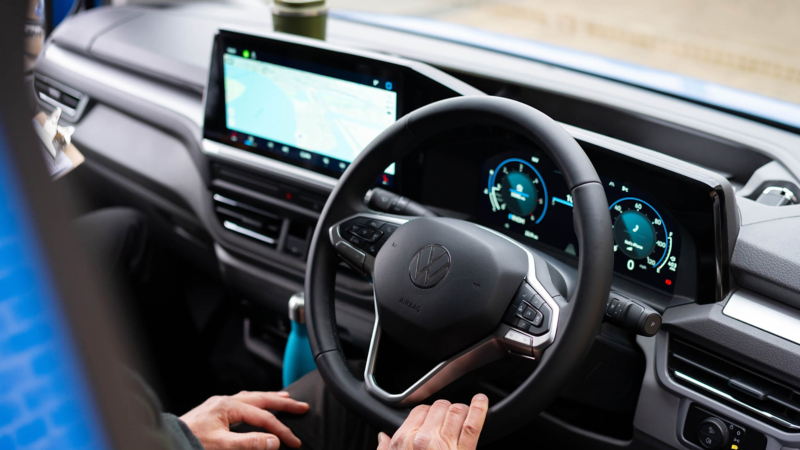 Multifunction steering wheel inside Transporter Shuttle 
