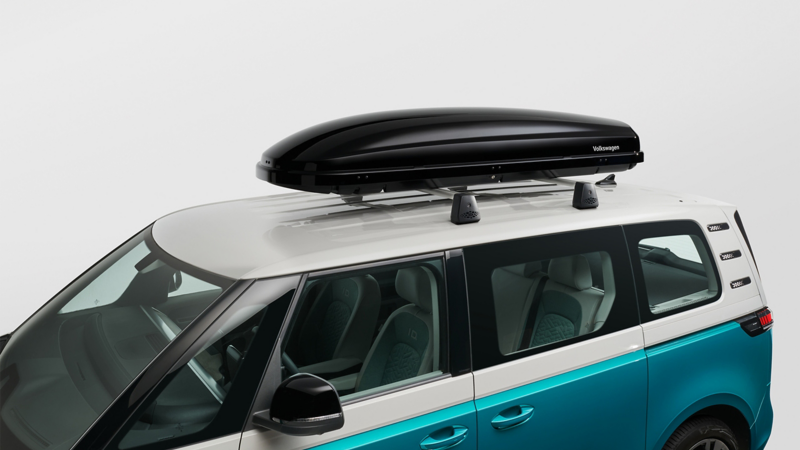 Roof box by VW Accessories on a VW ID. Buzz