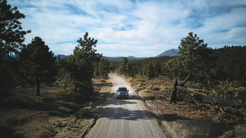 Volkswagen Atlas being driven down a path in Arizona