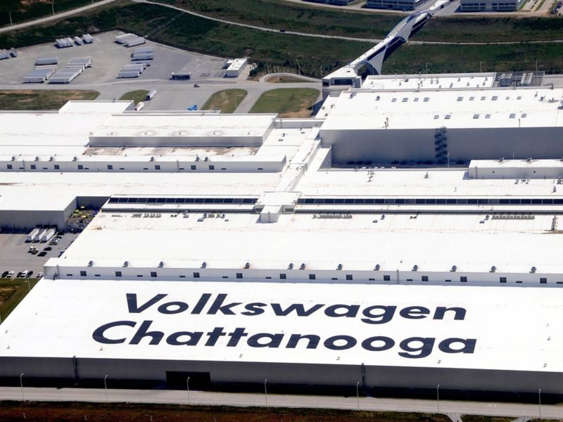 Toma aérea de las instalaciones de Volkswagen en Chattanooga.