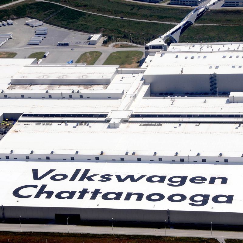 Toma aérea de las instalaciones de Volkswagen en Chattanooga.