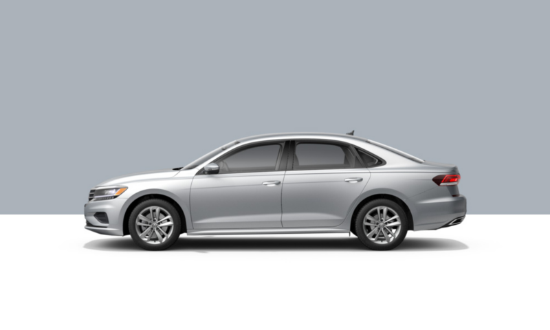 Driver’s side profile view of a Reflex Silver Metallic Passat.