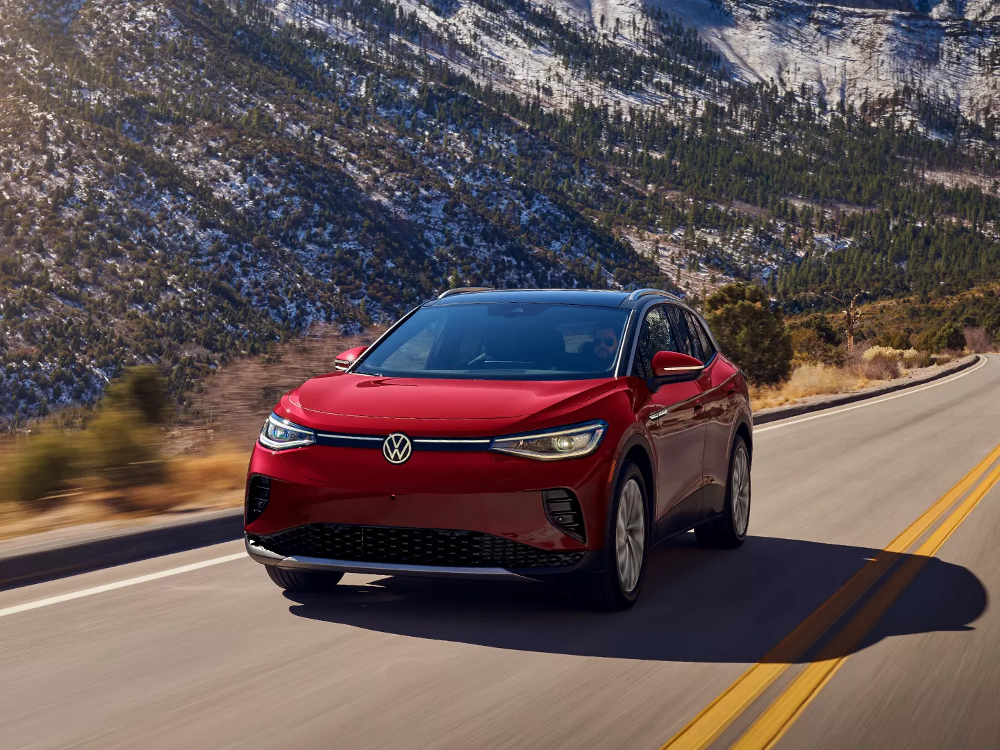 Volkswagen ID.4 electric SUV driving on the road