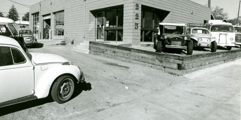 KONG founder Joe Markham’s auto shop.