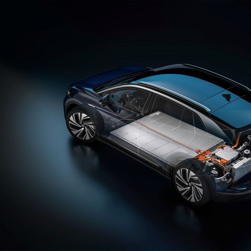 Graphic depicting the Volkswagen MEB electric vehicle platform.