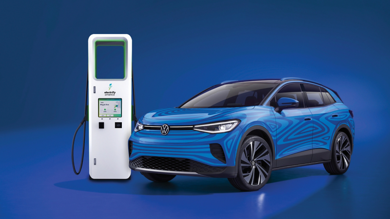 2021 Volkswagen ID.4 at an Electrify America charging station