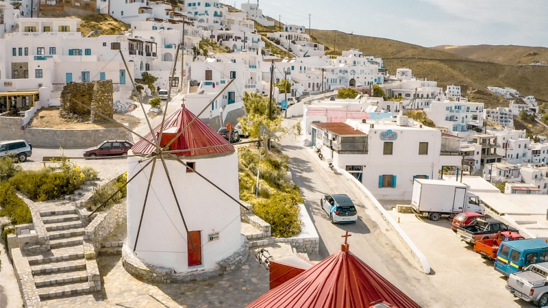 Casas y edificios en la isla de Astipalea