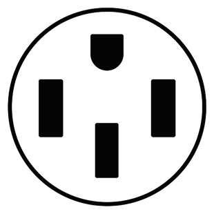 Icon of a NEMA 14-50 outlet used for Level 2 EV charging.