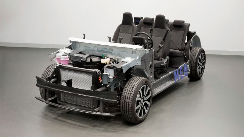 Chasis del kit de conducción eléctrica modular (o MEB) de Volkswagen.